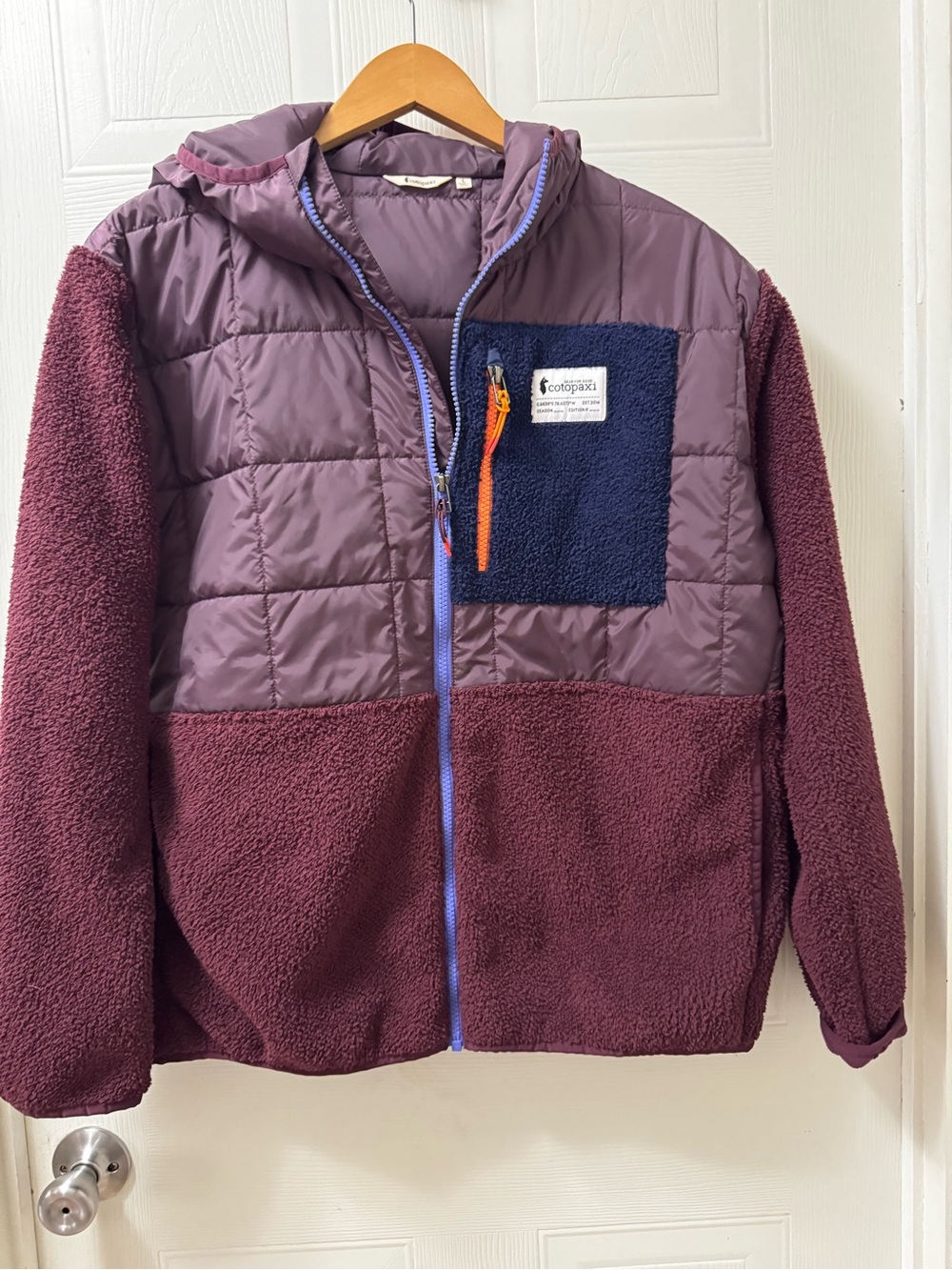 cotopaxi Kids Mixed-Media Hoodie Jacket - Plum, Navy, Orange